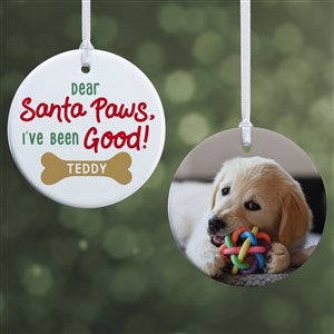 Santa Paws Personalized Ornament- 2.85 Glossy - 2 Sided