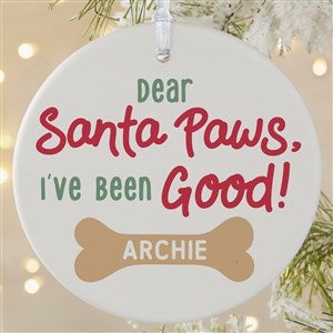 Santa Paws Personalized Ornament-3.75 Matte - 1 Sided