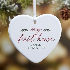 Our First Home Personalized Heart Christmas Ornament - Glossy