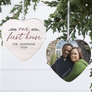 Our First Home Personalized Wood Heart Christmas Ornament - 2-Sided