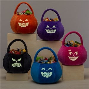 Glow-In-The-Dark Jack-o'-Lantern Personalized Plush Halloween Treat Bag - 43326