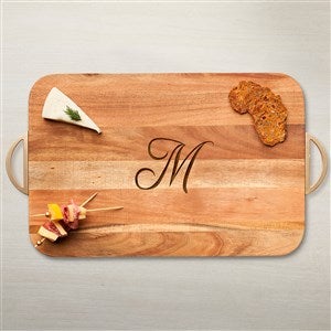 Personalized Acacia Wood Charcuterie Board - Rounded Rectangle - Initial