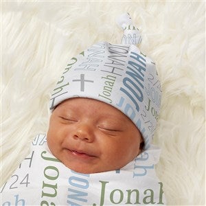 Christening Day For Him Personalized Baby Top Knot Hat