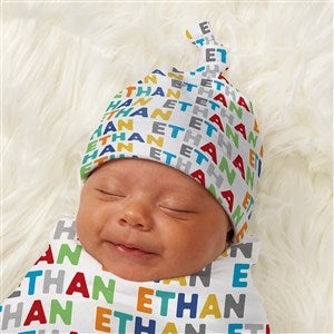 Vibrant Name For Him Personalized Baby Top Knot Hat