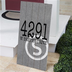 Initial Stamped Address Personalized Standing Wood Sign