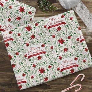 Christmas Poinsettia Personalized Wrapping Paper Roll - 18 Ft