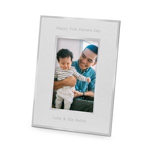 Personalized Flat Iron Silver Family Picture Frame - Horizontal 4x6