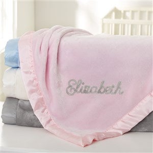 Modern Name Embroidered Pink Baby Blanket