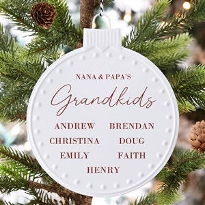 Grandchildren Personalized White Enamel Ornament - 43946