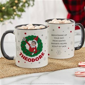 The Elf On The Shelf Wreath Personalized Christmas Mugs - 11 Oz - Black