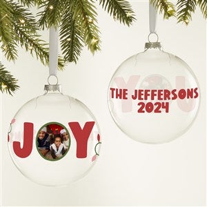 Joy Personalized Photo Glass Bulb Christmas Ornament