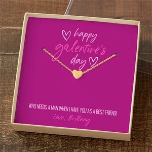 Galentine's Day Gold Heart Necklace Personalized Message Card