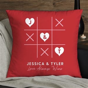 Tic Tac Toe Love Personalized Velvet Throw Pillow - 18