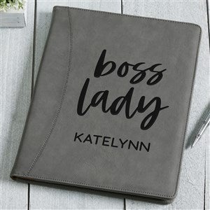 Boss Lady Personalized Full Pad Portfolio-Charcoal