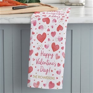 Painted Hearts Personalized Waffle Weave Kitchen Towel - 44525