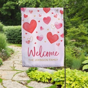 Painted Hearts Personalized Garden Flag - 44529