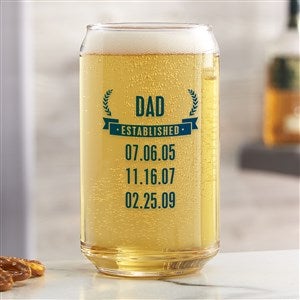 Date Established Printed 16oz. Beer Can Glass