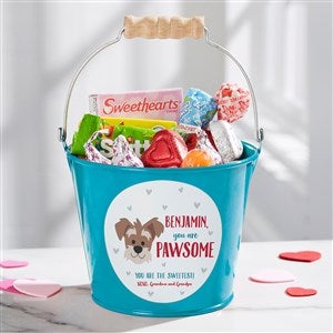 Dog Gone Cute Personalized Mini Treat Bucket - Turquoise