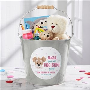 Dog Gone Cute Large Personalized Treat Bucket - Silver