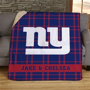 NFL Plaid Pattern New York Giants Personalized 60x80 Sherpa Blanket