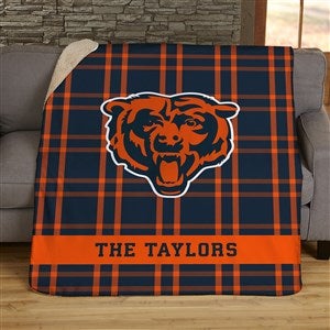 NFL Plaid Pattern Chicago Bears Personalized 60x80 Sherpa Blanket