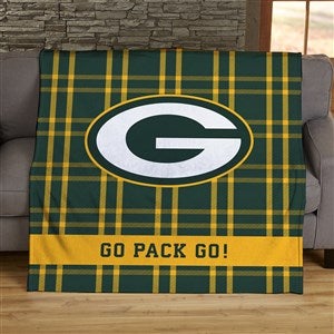 NFL Plaid Pattern Green Bay Packers Personalized 50x60 Plush Fleece Blanket