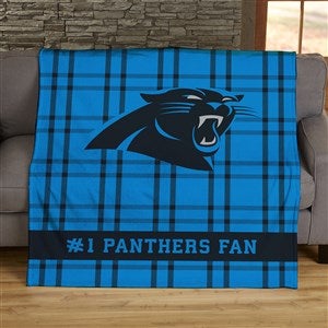 NFL Plaid Pattern Carolina Panthers 50x60 Lightweight Fleece Blanket