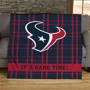 NFL Plaid Pattern Houston Texans Personalized 50x60 Plush Fleece Blanket