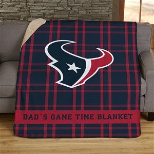 NFL Plaid Pattern Houston Texans Personalized 50x60 Sherpa Blanket