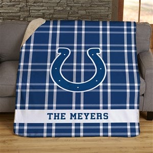 NFL Plaid Pattern Indianapolis Colts Personalized 60x80 Sherpa Blanket