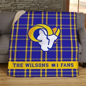 NFL Plaid Pattern Los Angeles Rams Personalized 60x80 Sherpa Blanket