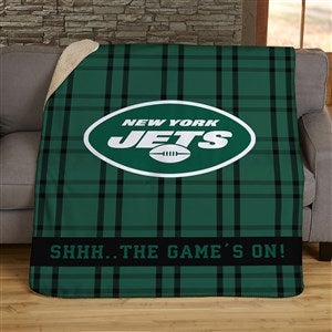 NFL Plaid Pattern New York Jets Personalized 60x80 Sherpa Blanket