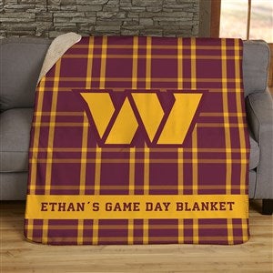 NFL Plaid Pattern Washington Football Team Personalized 60x80 Sherpa Blanket