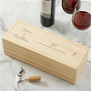 Anniversary Tally Engraved Wood Wine Box  - 44752