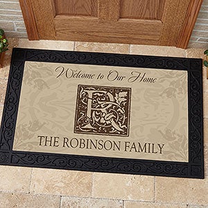 Floral Monogram Personalized Doormat