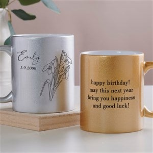 Birth Month Flower Personalized 11 oz. Glitter Coffee Mug  - 45195