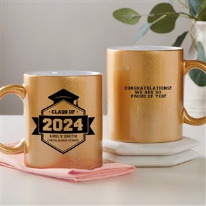 Graduation Class Of Personalized Glitter Coffee Mug - Gold