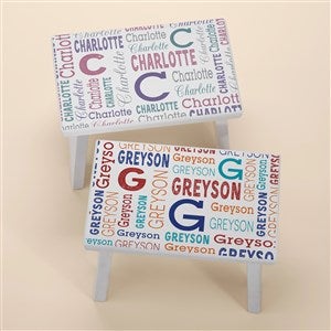 Trendy Repeating Name Personalized Kids Step Stool  - 45250