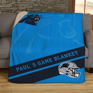 NFL Corner Logo Carolina Panthers Personalized 60x80 Sherpa Blanket