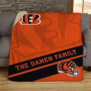 NFL Corner Logo Cincinnati Bengals Personalized 60x80 Sherpa Blanket