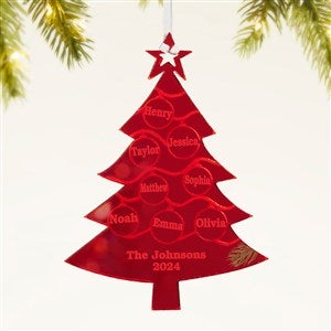 Family Tree Personalized Acrylic Ornament- Red