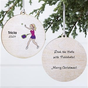 PhiloSophie's Personalized Wood Pickleball Ornament - 2-Sided