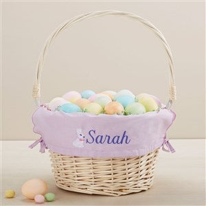 Bunny Name Embroidered Willow Easter Basket - Lavender