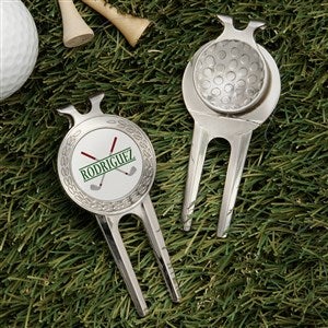 Crossed Clubs Personalized Divot Tool, Ball Marker & Clip - 45641