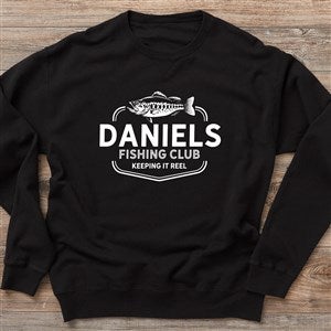 Fishing Club Personalized Crewneck Sweatshirt - Black ComfortWash - Adult Medium - Concrete Grey