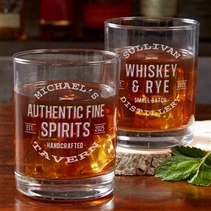 Vintage Distillery Engraved Old Fashioned Whiskey Glasses - 45658