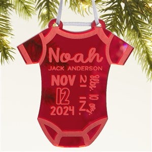 Baby Bodysuit Personalized Acrylic Ornament - Red