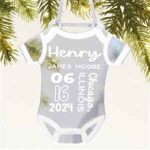 Baby Bodysuit Personalized Acrylic Ornament - Silver