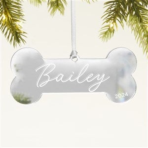 Dog Bone Personalized Acrylic Christmas Ornament - Silver