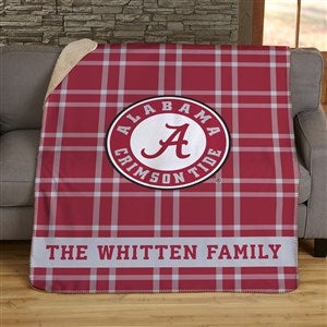 NCAA Plaid Alabama Crimson Tide Personalized 50x60 Sherpa Blanket